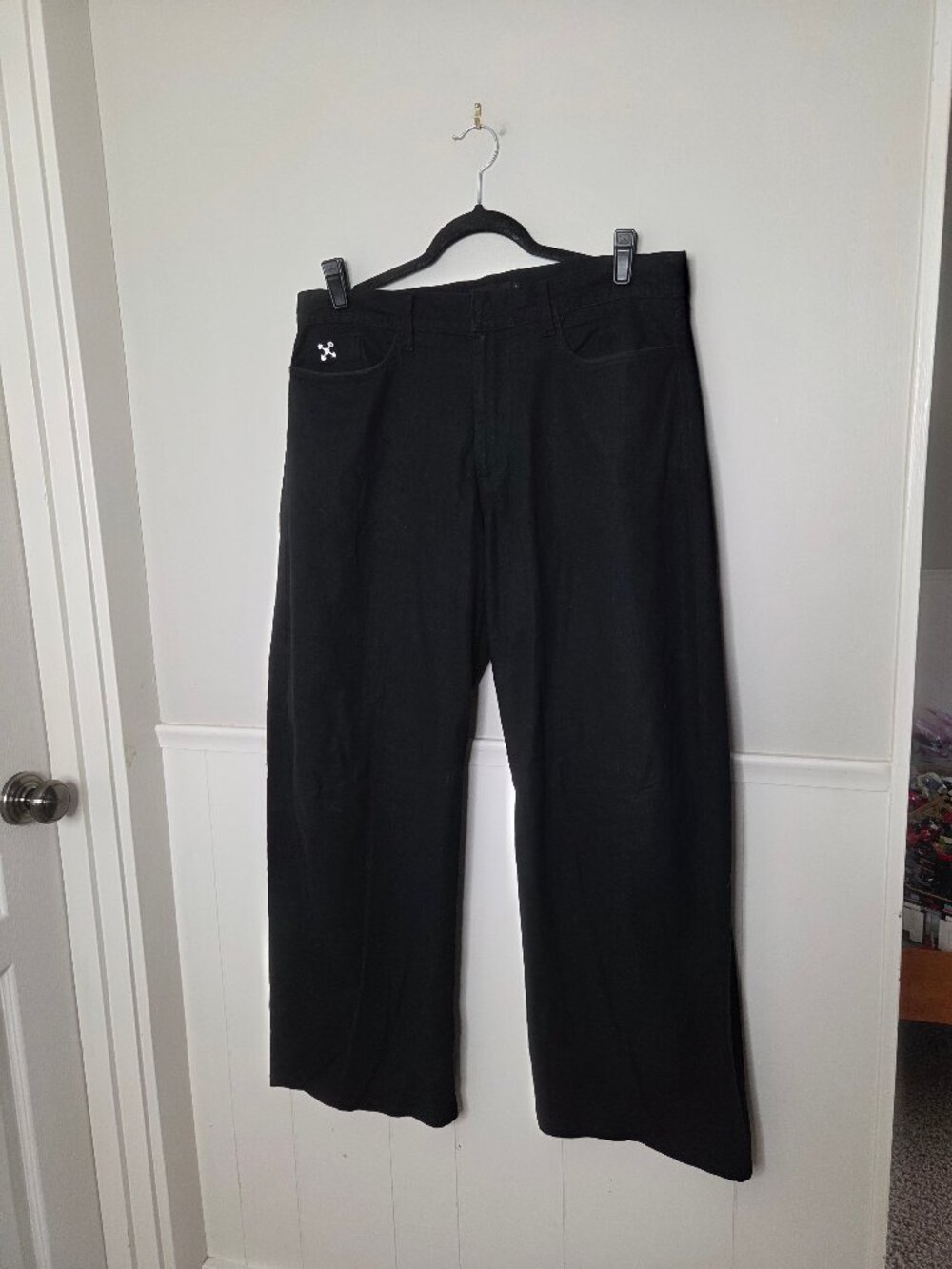 KWAME ADUSEI Solid Black Linen Wide Leg Pants